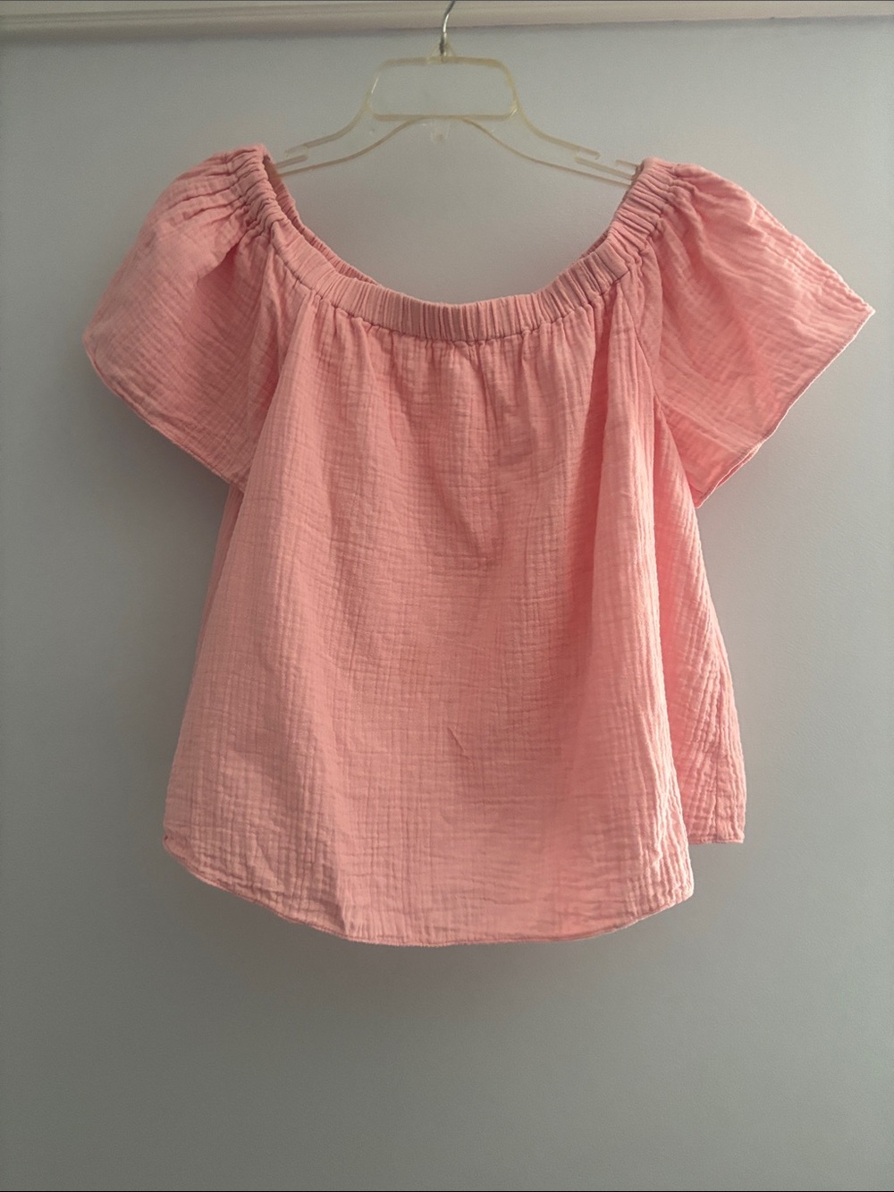 Peach Off-Shoulder Cotton Peasant Top